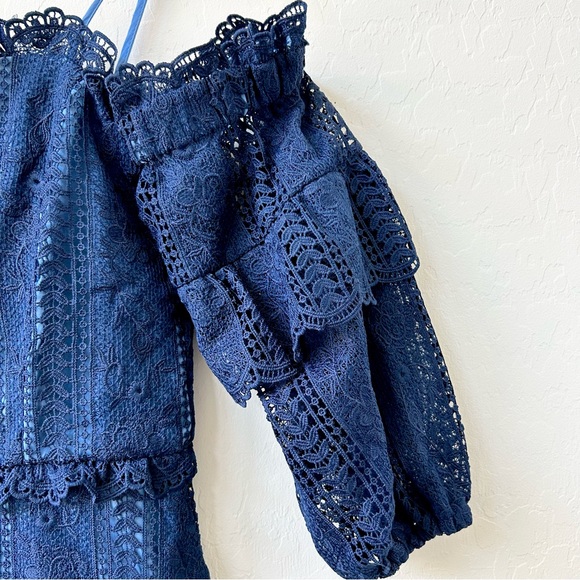 Parker Irma Lace Cold Shoulder Mini-Dress Dark Blue, Size 4, Excellent Condition - Picture 4 of 8